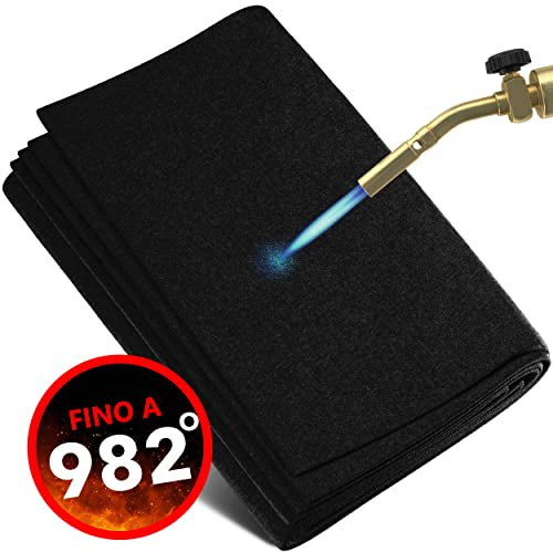 EVOCAMP Base ignífuga 60x30 cm - Alfombra de protección térmica resistente al calor hasta 982 °C - Alfombrilla de soldadura, alfombra ignífuga para una protección contra incendios segura