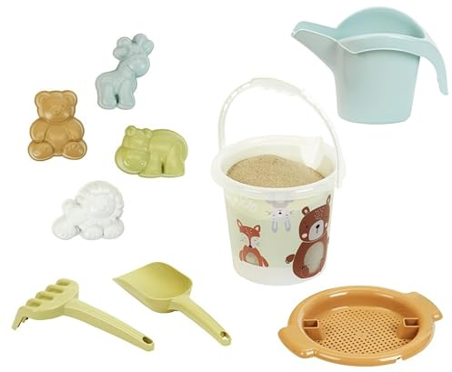 Theo Klein 7622 Sandeimer-Set - Tierwelt I Inkl. Sieb, Gießkanne, Förmchen, Schaufel und Rechen I Recyclingkunststoff I Anti-UV, Spielzeug für Kinder ab 18 Monaten