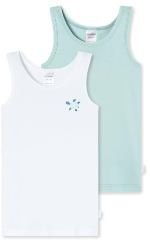 Schiesser Pack of 2 Girls' Undershirt Underwear Fine Rib - 100% Organic Cotton - Size 92 to 140, Assorted 5_181797, 116