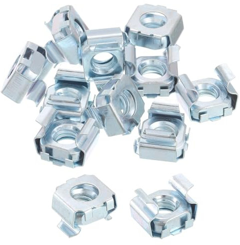 sourcing map 5/16-18 Cage Nut, 25Pcs Snap-in Cage Nuts, Carbon Steel Zinc Plated Metric Nut for Server Rack Cabinet, Silver