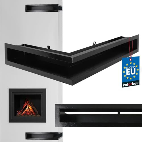 KOTARBAU® Grille Cheminée Ventilation Noire|Grille D'Angle En Acier Noir Revêtu Par Pulvérisation De 40/60 cm Droit|Grille Aération Cheminée|Ventilateur De Cheminée À Air Chaud
