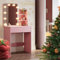 SONNI Schminktisch, Frisiertisch, Kosmetiktisch, mit LED-Beleuchtung Spiegel, a Schubladen und 3 offenen Fächern, 10-Lichtern, 3 Farben, 10 Einstellbarer Helligkeit für Make-up, Rosa, 70x40x140cm.