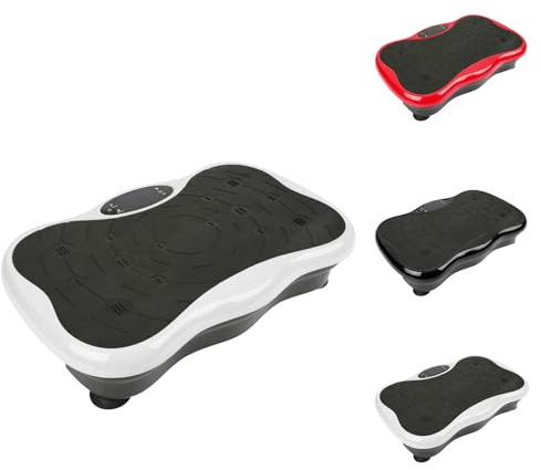 Supfine Vibrationsplatte Fitness, Schwingplattform 95 Geschwindigkeitsstufen, Trittfläche mit Widerstandsbändern, LCD-Display mit Fernbedienung, max. 120 kg, Vibrationstrainer 53 x 32,5 x 12 cm (weiß