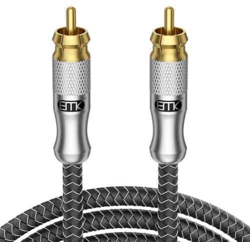 EMK RCA Cable Subwoofer Cable Digital Coaxial Audio Cables 24K Gold-Plated Plug Coaxial to RCA S/PDIF Audio Leads(Dual Shielded, Split-Tip pin) SUBWOOFER Cables for Speaker, Soundbar, TV, Mixer (3m)