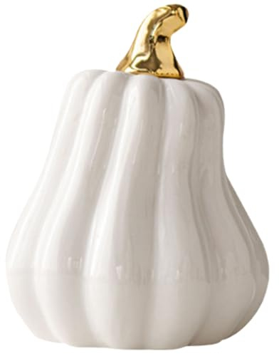 ABOOFAN Citrouille en CéRamique Blanche Ornement CréAtif DéCoration d'automne pour Table Et Maison Style Nordique 13X10X10cm