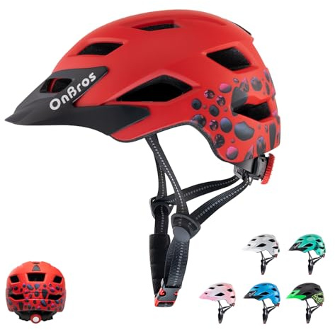 OnBros Kids Bike Helmet - Bike Helmets for 5-14 Boys or Girls with Visor, Children Bicycle Helmet for Skateboard Mountain Scooter Road Cycling, Lightweight and Adjustable 50-57CM