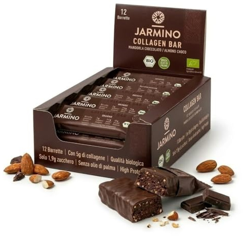 Barra de Brownie con Alto Contenido de Proteínas, 12 x 55 g - Bajo Contenido de Azúcar - Barra de Proteína sin Aceite de Palma (Chocolate con Almendras) - 12 Unidades