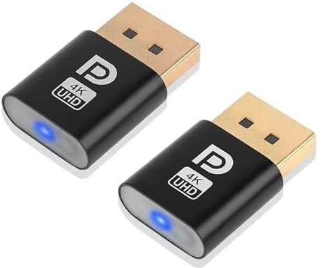 2 stycken displayport Headless spöke display-emulator,DP-gränssnitt,1080p@60Hz,2K@30Hz,4K,DP-dummy Plug,EDID-emulator,displayemulator,för mining,fjärrserver,virtuella skrivbord,utan bildskärm osv