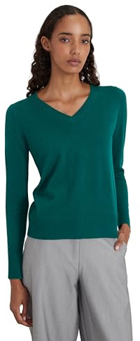 Style & Republic Pull élégant à col en V en cachemire pour femme en 100 % cachemire - Votre pull en tricot douillet de qualité supérieure pour des moments élégants d'automne et d'hiver, Forêt, M