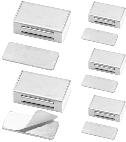 VEGCOO 6 Pezzi Calamite per Mobili Chiusura, Chiusura Magnetica Porta Inox Forte, Serratura Magnetica Potenti Adesivo per Porta, Cassetti, Cucina e Bagno (40 mm)