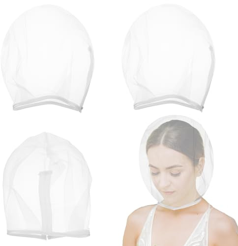 Prasacco 3 stycken makeup-skyddskåpa ansikte, transparent huvudduk täckande makeup skyddskåpa kläder huva skönhetsprodukter tvättbara ansiktsskydd för kvinnor skönhet bröllop (vit)