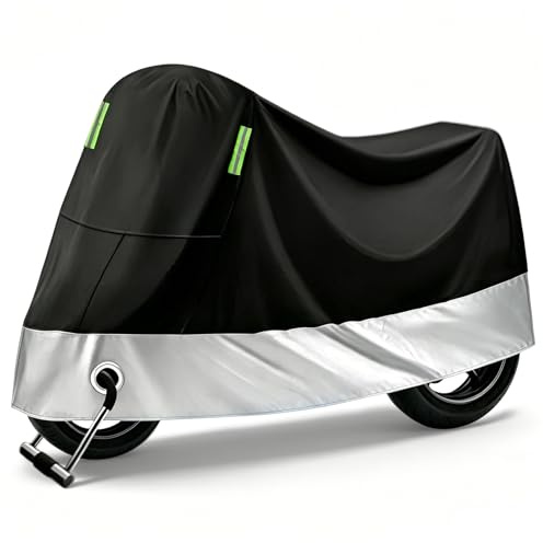 Telo coprimoto, telone moto, coprimoto impermeabile, resistente all'inverno, copertura per scooter ciclomotore, telone per scooter moto (245 cm x 105 cm) (nero argento)