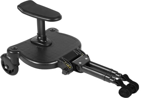 Tabla para cochecito infantil universal, 2 en 1, con asiento, color negro, para 3-7 años, capacidad de carga de 55 libras, ajustable, antideslizante, ruedas de 360°
