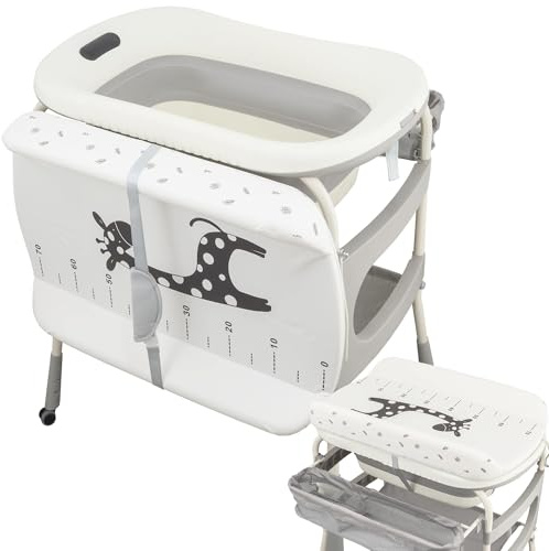 Cambiador con Bañera para Bebé Plegable con Ruedas y Organizador