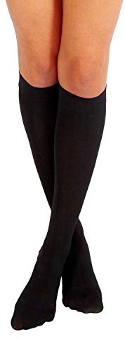 RIEMTEX Medizinisch abgestufte Kompressionsstrümpfe Klasse 2 CCL2 geschlossene Spitze Waden Strümpfe Thrombosestrümpfe Damen u Herren Schwarz o. Beige (Größe 3, Schwarz)