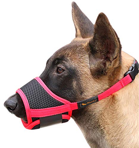 HEELE Hund Munkorg Mesh Andas Munkorgar för Hund med Justerbar Loop för Medium Hundar, Röd, M