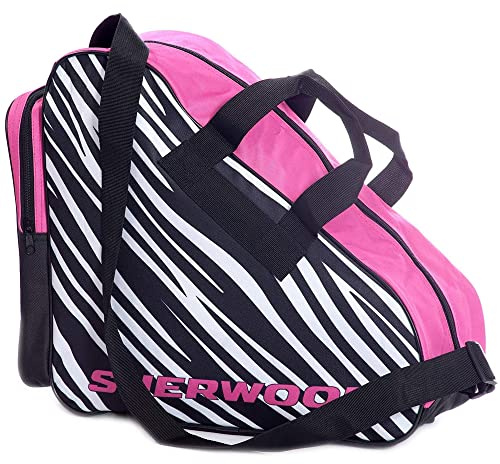 Sherwood - Bolsa para Patines de Hielo con Asas I Bolsa de Hockey sobre Hielo con Cremallera y prácticos Compartimentos, Incluye Correa de Transporte Ajustable I Cebra Rosa