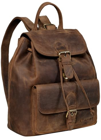 STILORD Damen-Rucksack aus Leder braun - Cityrucksack 13 Zoll - Vintage Backpack Frauen-Rucksack für Arbeit, Reisen, Shopping & mehr Destiny