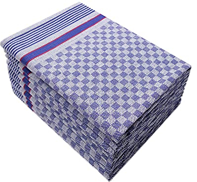 Merkanta Grubentücher 10er Set Premium aus 100% Baumwolle, 50 x 100 cm, super saugfähig, waschbar bei 95 Grad und trockner-geeignet (50 x 100 cm, blau - weiß)