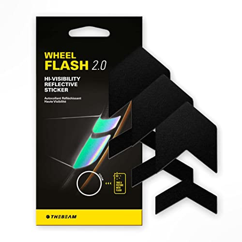 THEBEAM Wheel Flash 2.0 – High Visibility Reflective Stickers for Bike Rims and Wheels - 3M Adhesive Reflective Strips, Hi-Viz Bike Decals, Reflective Bike Stickers, High-Vis Stickers