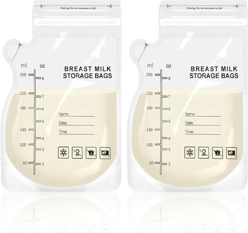30 Stück Muttermilch-Aufbewahrungsbeutel, einfach zu gießen, Muttermilchbeutel, auslaufsicher, 250 ml, Muttermilch, BPA-frei, vorsterilisiert, gefriergeeignet (weiß, 30 Stück)