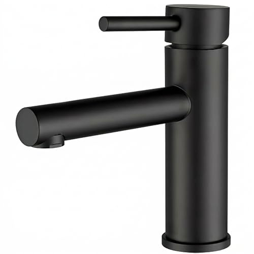 VALAZ Grifo Lavabo Negro Mate | Grifo Monomando Lavabo, Mezclador Agua Fría y Caliente, Ahorro de Agua | Instalación Facil y Rápida | Latón, Inoxidable, Elegante, Serie Palancia