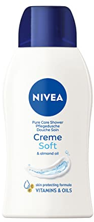 NIVEA Creme Soft Pflegedusche Mini (50 ml), Duschgel mit Vitaminen und wertvollen Ölen, feuchtigkeitsspendende und pH-hautneutrale Cremedusche mit mildem Duft