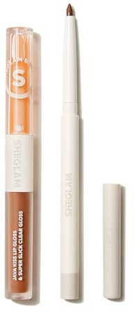 SHEGLAM Soft 90'S Glam 3-In-1 Lip Liner Moisturizing Plant Extracts Long Lasting Liquid Lipstick Plumping Lip Gloss Makeup Set - Moody Taupe