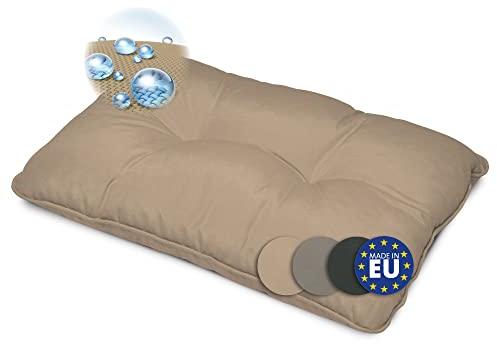 Beautissu Lounge Kissen Outdoor Rückenkissen 50x40x12 cm – Wetterfest Schmutzabweisend Polster Gartenmöbel Loungemöbel Rattan Möbel Rückenkissen Gartenstuhl Sitzpolster Beige