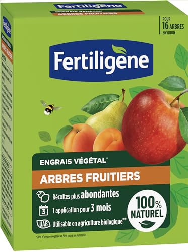 FERTILIGENE FEGFRUI12 - Engrais Végétal des Arbres Fruitiers 1,2 kg - Des récoltes plus abondantes - Seulement 1 application en 3 mois - Jusqu'à 16 arbres environ - Produit 100% naturel avec zéolite