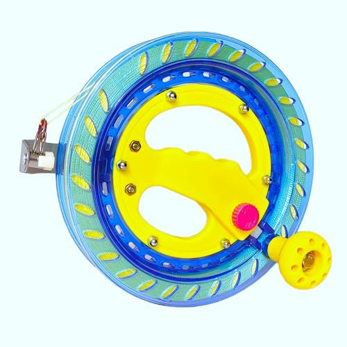 Flying Hoofer Kite Reel for Kids & Adults - 7.2 Inch Dia, 650FT High Strength Kite String with Connector - Large Handle, Safety Lock, Kite Line Winder for Effortless Flying and Control.