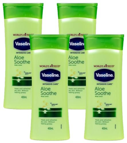 Vaseline Intensive Care Aloe Soothe Body Lotion heals and refreshes skin for dry skin 400 ml (Pack of 4)