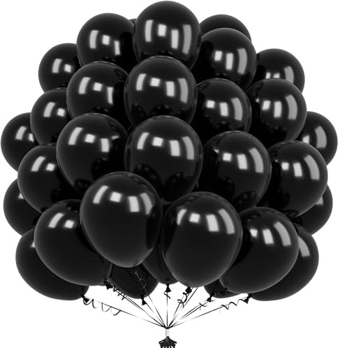 Unisun Palloncini Neri, 50 Pezzi 12 Pollici Palloncini Neri Opachi per Uomo Donna Festa Compleanno Baby Shower Matrimonio Halloween Capodanno Laurea Festival Anniversario Decorazioni