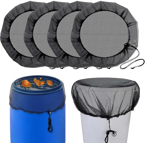 mizikuu 4 Pièces Filet pour Citerne de Pluie, ø 95cm Housse pour Tonneau 95cm Filet de Protection Housse pour Tonneau de Pluie avec Cordon de Serrage Protection Contre Les Moustiques et Les Feuilles