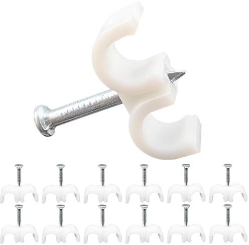 Ctyjia 50 Stück Kabelklemmen, 6MM Kabelhalter Mit Eingestecktem Nagel, Kabelschellen Zur Fixierung von Kabeln & Leitungen