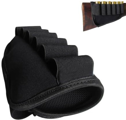 6 Schuss Schrotpatronen Patronenhalter,Taktische Schrotflinte Patronentasche,Schaft Patronenetui Munitionstasche,Rifle Buttstock Patronenhalter,Schrotflinte Beutel,für die Jagd, 12G/20 Ga-Patronen