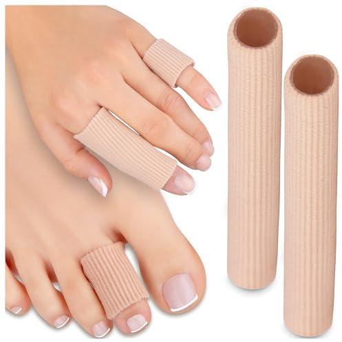 HALUTO Zehenschutz 2 Stück- Zehen und Finger Schutz zum zuschneiden- Zehenkappe - Zehenspreizer - gegen Hühneraugen, Blasen, Hallux, Hammerzehen - Zehenschlauch Bandage