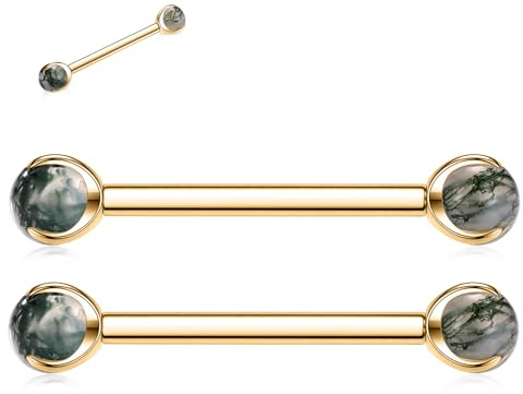 AROWRO Piercing per capezzolo in titanio G23, piercing per lingua, filettatura interna, piercing per lingua, piercing per lingua, ponte, gioielli, 14G, 12 mm