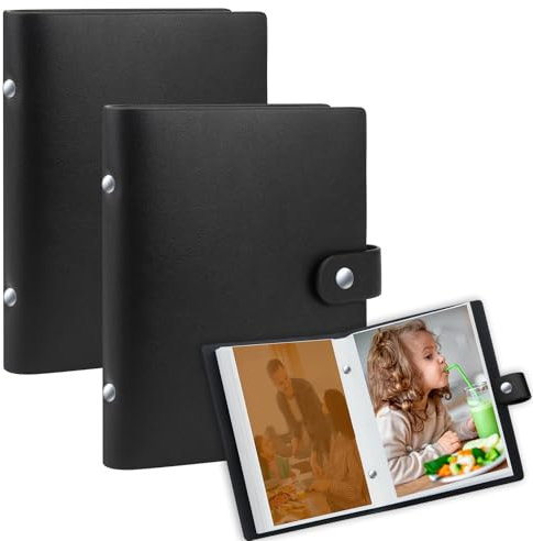 2 Pack Small Photo Album 6 x 4, PU Leather Cover Photo Album, Mini Photo Album Book for 10x15 cm Pockets Hold 52 4x6 Pictures, Picture Book for Photos Family Anniversaries Baby Vacations (Black)