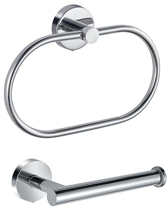 Portarrollos/Toallero, Eolax Cromo Accesorios de Baño, Portarrollos Perforado de Acero Inoxidable y Toallero de Mano, Montaje en Pared, 2 Piezas