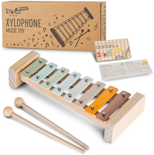 Stoie's 8 Fliesen Colours of Joy C-Key Xylofon Klavier Keyboard Spielzeug für Kinder Kleinkinder mit Schlägeln und Notenblatt