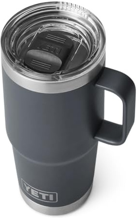 YETI Rambler - Taza de viaje de acero inoxidable aislada al vacío con tapa Stronghold, color carbón, 591 ml