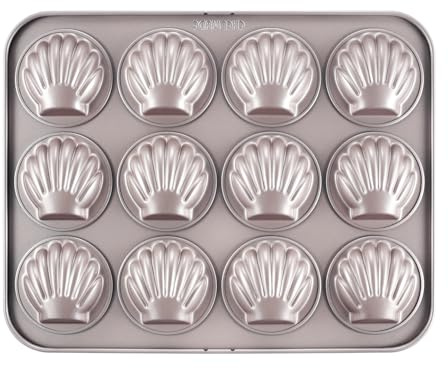 LOVEHARBOR Madeleine-Form mit 12 Mulden, antihaftbeschichtet, Karbonstahl, Kuchenform zum Backen
