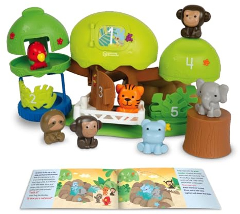 Learning Resources Playset Safari Jungla Peeksville – 6 Pupazzi da Dito, 9 Pezzi