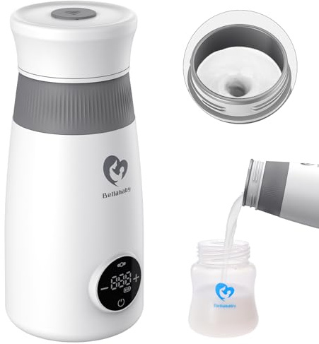 Chauffe Biberon Portable Nomade, Chauffe Biberon et Mélangeur Instantanée et Automatique, pour Lait Maternel ou Formule, avec Affichage de Température Numérique LED, Idéal pour les Voyages
