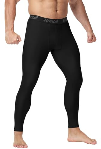 Runhit Jiu Jitsu Rash Guard Men BJJ Compression Pants MMA No Gi Grappling Spats Leggings Wrestling Martial Arts Tights Base Layer Black 2XL