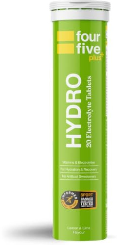 fourfive Hydration Tablets (Lemon&Lime) - 1x20 Effervescent Tablets | Low Calorie Vitamin Electrolytes, Vegan, Magnesium & Calcium, Sports Hydration