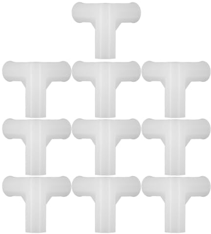 Vaguelly Set 10 pezzi connettore a T in plastica bianca per aste 12mm, giunto 3 vie per mobili armadio e scaffali scarpiere, adatto per uso in casa e dormitorio, installazione rapida