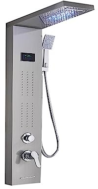 Digitalt duschsystem, Duschkranar i ny stil ，Blandare Svart duschpanel for badrum， LED-duschpelare med digital display LED-display duschkontroll(Brushed 8011)
