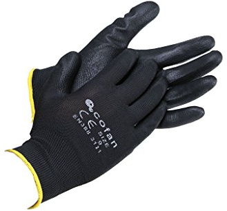 GUANTE 100% POLIEST. IMPREG. PU NEGRO T-9 - Unid: 12